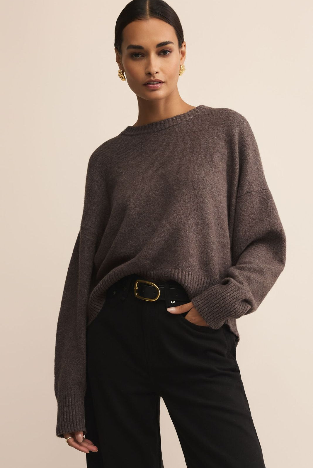 Z SUPPLY: Cirrus Cozy Sweater-Burnt Ash Heather-1- Tops-Z SUPPLY-Usher & Co - Women's Boutique Located in Atoka, OK and Durant, OK