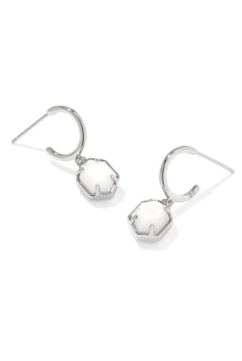 Kendra Scott: Tomon Huggie Earring-Silver Ivory-KENDRA SCOTT-Usher & Co - Women's Boutique Located in Atoka, OK and Durant, OK