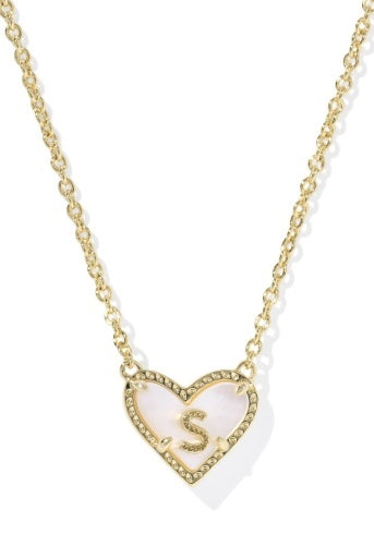 Kendra Scott: Heart Letter S Short Pendant Necklace-Gold Ivory-KENDRA SCOTT-Usher & Co - Women's Boutique Located in Atoka, OK and Durant, OK