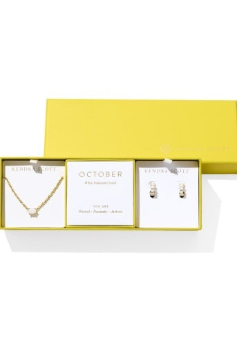 Kendra Scott: Cailin Birthstone Gift Set-Gold White Iridescent Crystal-7- Jewelry-KENDRA SCOTT-Usher & Co - Women's Boutique Located in Atoka, OK and Durant, OK