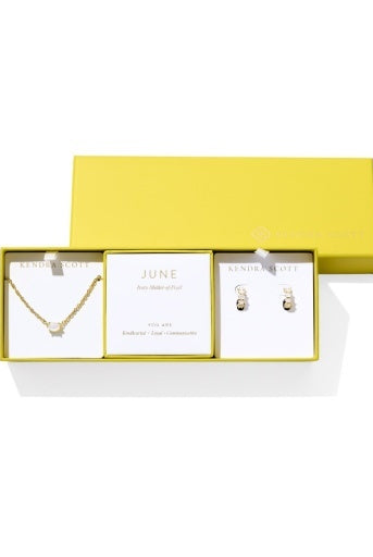 Kendra Scott: Cailin Birthstone Gift Set-Gold Ivory Mother of Pearl-KENDRA SCOTT-Usher & Co - Women's Boutique Located in Atoka, OK and Durant, OK