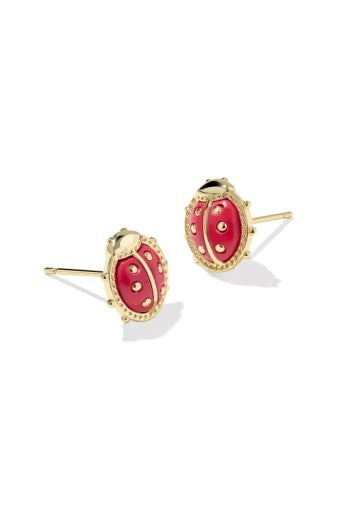 Kendra Scott: Ladybug Studs-Gold Red Vermillion Magnesite-7- Jewelry-Kendra Scott-Usher & Co - Women's Boutique Located in Atoka, OK and Durant, OK