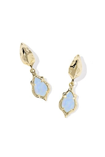 Kendra Scott: Adriana Scallop Frame Huggie-Gold Sky Blue Iridescent Abalone-7- Jewelry-KENDRA SCOTT-Usher & Co - Women's Boutique Located in Atoka, OK and Durant, OK