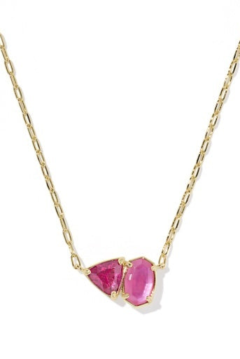 Kendra Scott Tatum Short Pendant Necklace-Gold Azalea Pink Mix-7- Jewelry-Kendra Scott-Usher & Co - Women's Boutique Located in Atoka, OK and Durant, OK