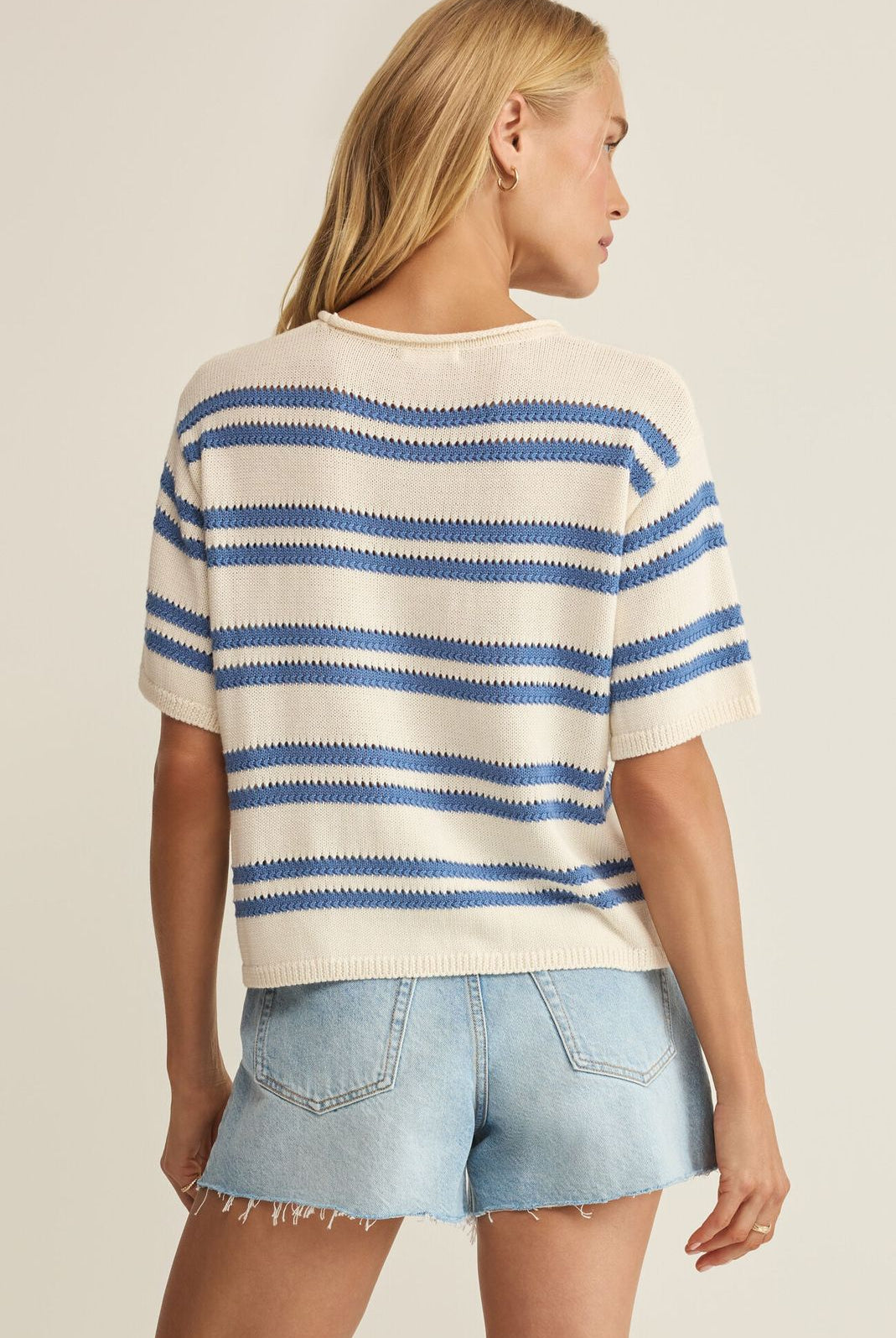 Z Supply: Prado Sweater Tee-Lake Blue-1- Tops-Z SUPPLY-Usher & Co - Women's Boutique Located in Atoka, OK and Durant, OK