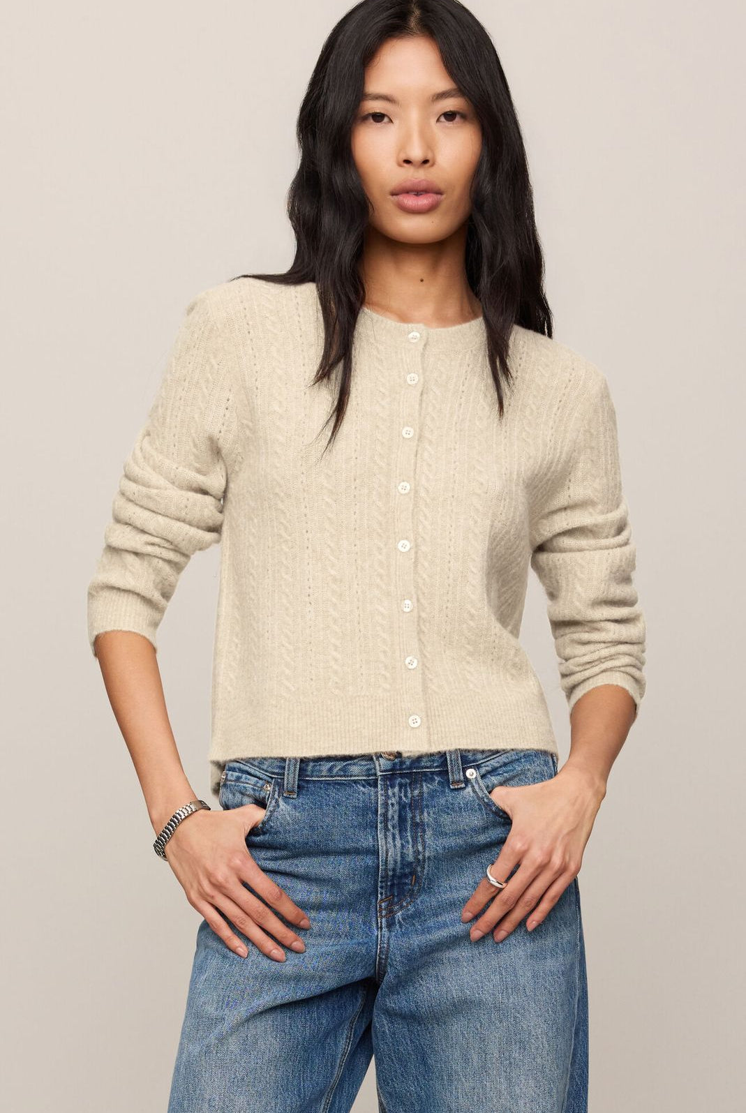 Z Supply: Medina Pointelle Cardigan-Cloud-1- Tops-Z SUPPLY-Usher & Co - Women's Boutique Located in Atoka, OK and Durant, OK