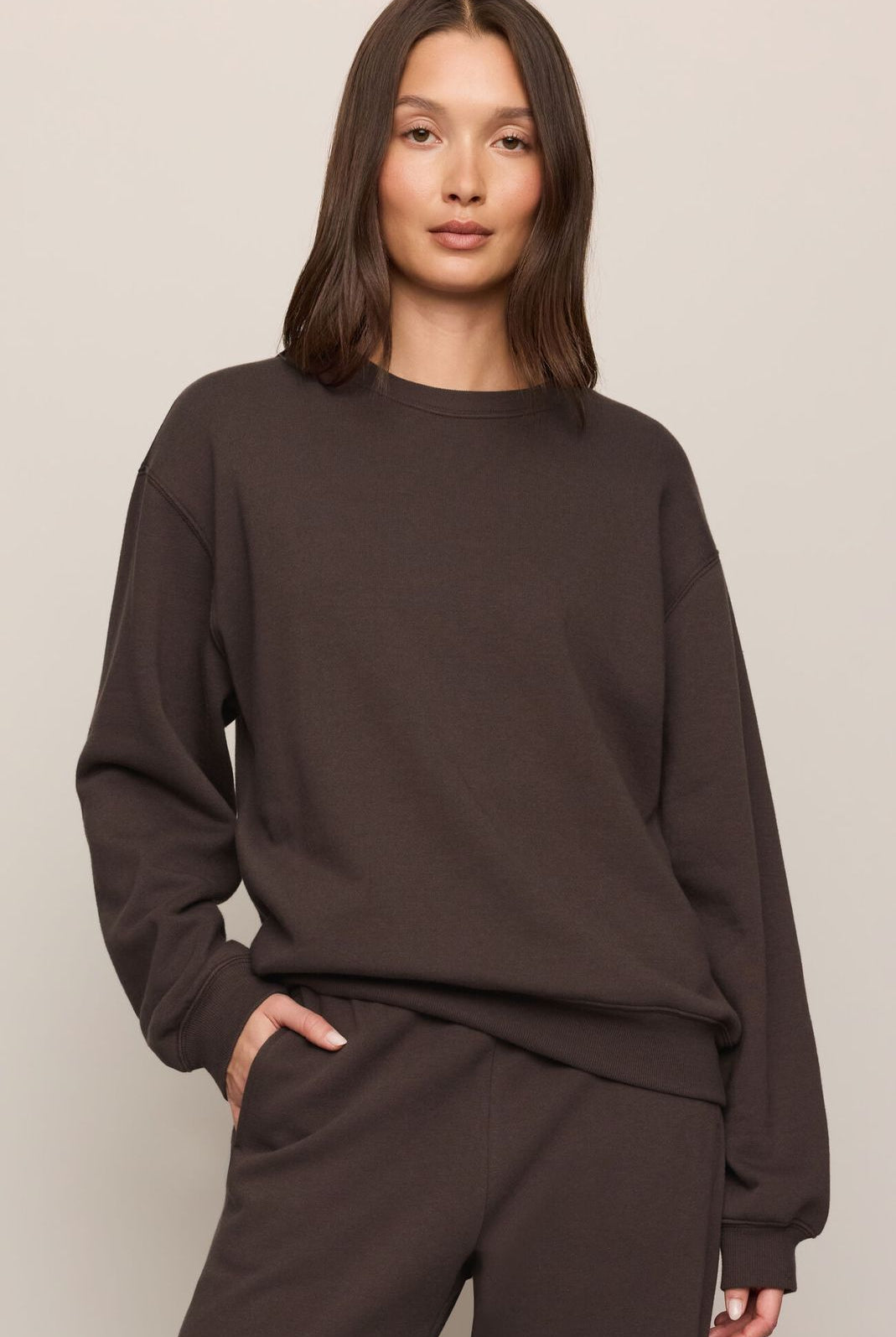 Z Supply: Boyfriend Sweatshirt-Cocoa-1- Tops-Z SUPPLY-Usher & Co - Women's Boutique Located in Atoka, OK and Durant, OK