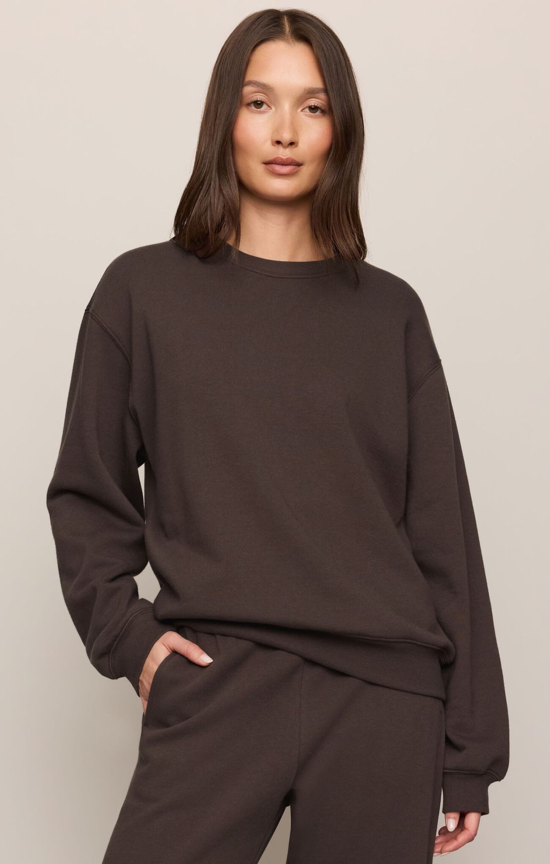 Z Supply: Boyfriend Sweatshirt-Cocoa-1- Tops-Z SUPPLY-Usher & Co - Women's Boutique Located in Atoka, OK and Durant, OK