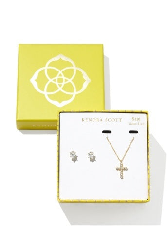 Kendra Scott: Cross Crystal And Cailin Crystal Gift-Gold-7- Jewelry-KENDRA SCOTT-Usher & Co - Women's Boutique Located in Atoka, OK and Durant, OK
