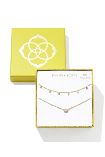 Kendra Scott: Mini Elisa And Amelia Chain Necklace Gift-Gold Pink Opalite Crystal-7- Jewelry-Kendra Scott-Usher & Co - Women's Boutique Located in Atoka, OK and Durant, OK