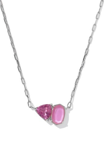 Kendra Scott: Tatum Necklace-Silver Azalea Pink Mix-7- Jewelry-Kendra Scott-Usher & Co - Women's Boutique Located in Atoka, OK and Durant, OK