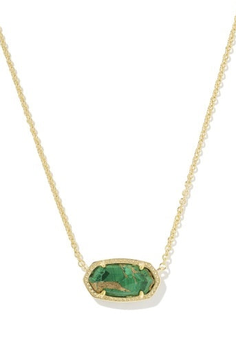 Kendra Scott: Elisa Necklace-Gold Bronze Veined Green Malachite Necklace-7- Jewelry-Kendra Scott-Usher & Co - Women's Boutique Located in Atoka, OK and Durant, OK