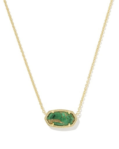 Kendra Scott: Elisa Necklace-Gold Bronze Veined Green Malachite Necklace-7- Jewelry-Kendra Scott-Usher & Co - Women's Boutique Located in Atoka, OK and Durant, OK