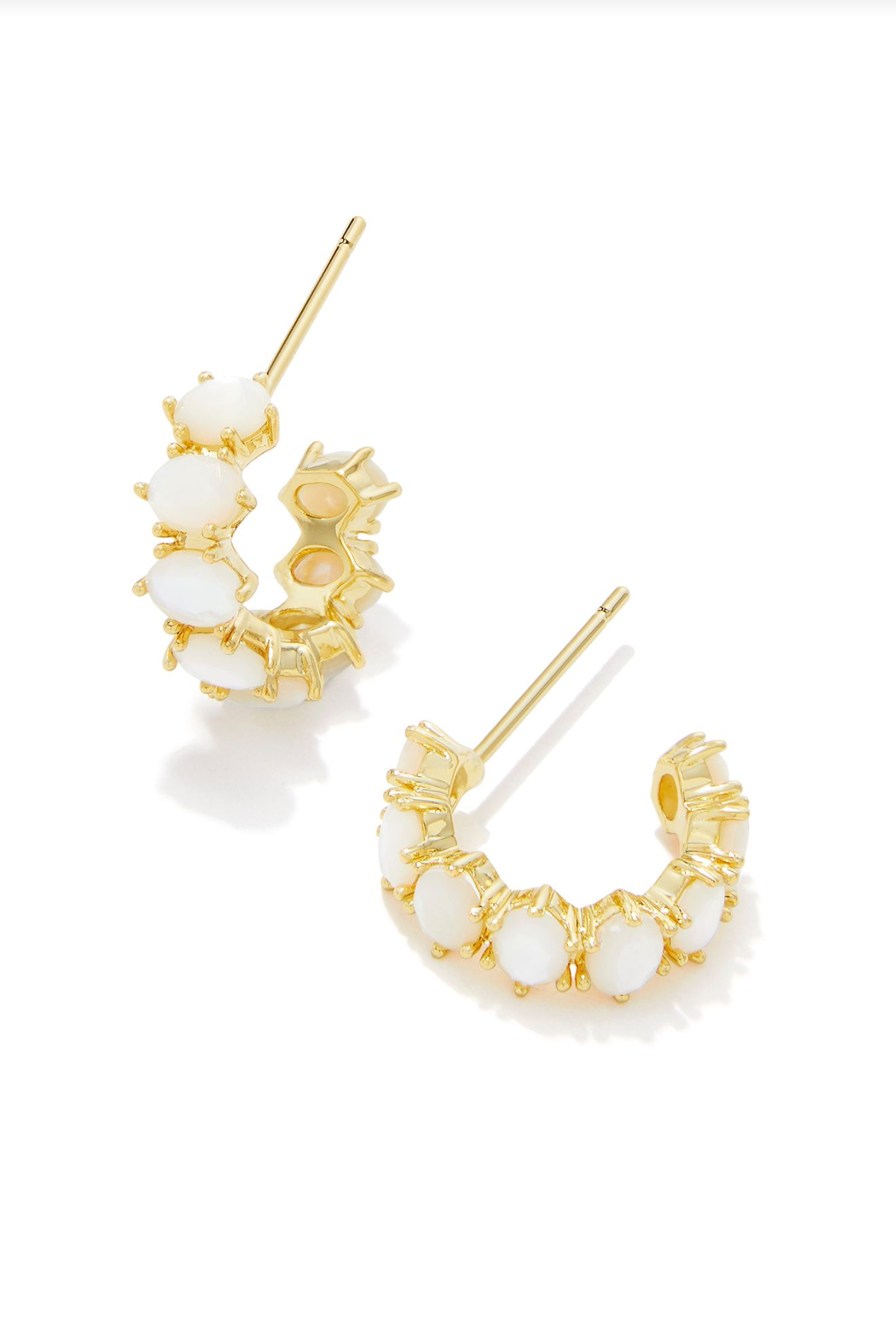 Kendra Scott: Cailin Huggie-Gold Ivory Mother of Pearl-7- Jewelry-Kendra Scott-Usher & Co - Women's Boutique Located in Atoka, OK and Durant, OK