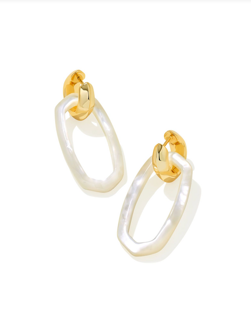 Kendra Scott: Danielle Link Earring-Gold Ivory Mother Of Pearl-Earrings-Kendra Scott-Usher & Co - Women's Boutique Located in Atoka, OK and Durant, OK