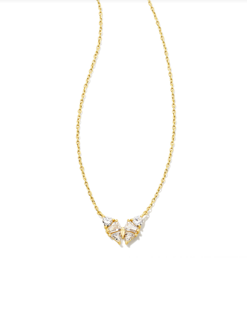 Kendra Scott: Blair Butterfly Small Necklace-Gold White Crystal-Necklaces-Kendra Scott-Usher & Co - Women's Boutique Located in Atoka, OK and Durant, OK