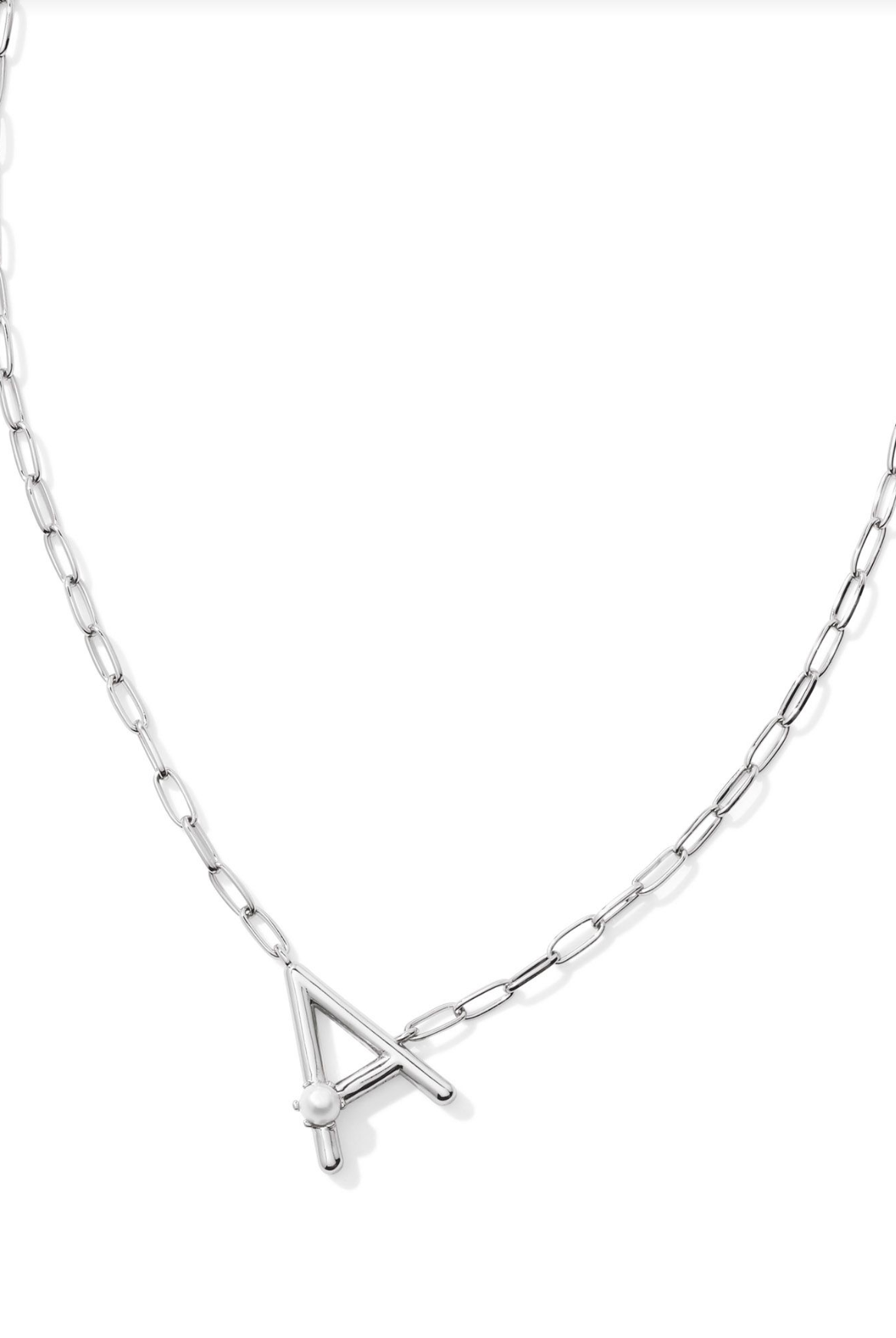 Kendra Scott: Pearl Letter Necklace-Silver-7- Jewelry-Kendra Scott-Usher & Co - Women's Boutique Located in Atoka, OK and Durant, OK