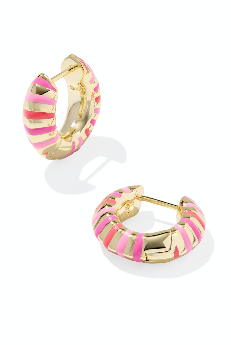 KENDRA SCOTT: Mikki Enamel Huggie-Gold Pink Mix-7- Jewelry-Kendra Scott-Usher & Co - Women's Boutique Located in Atoka, OK and Durant, OK