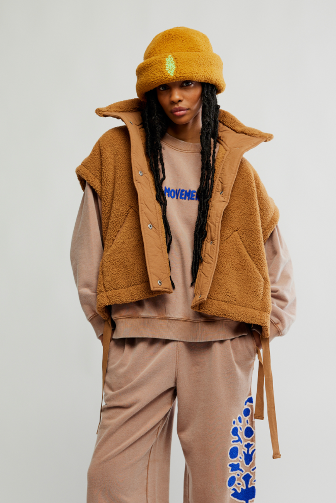 FP Movement: Scout It Out Fleece Vest-Twig-2- Tops Over-Free People Movement-Usher & Co - Women's Boutique Located in Atoka, OK and Durant, OK