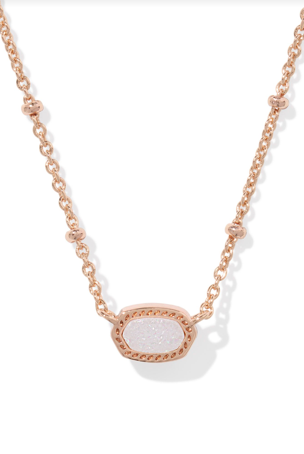 Kendra Scott: Mini Elisa Necklace-Rose Gold Iridescent Drusy-7- Jewelry-Kendra Scott-Usher & Co - Women's Boutique Located in Atoka, OK and Durant, OK