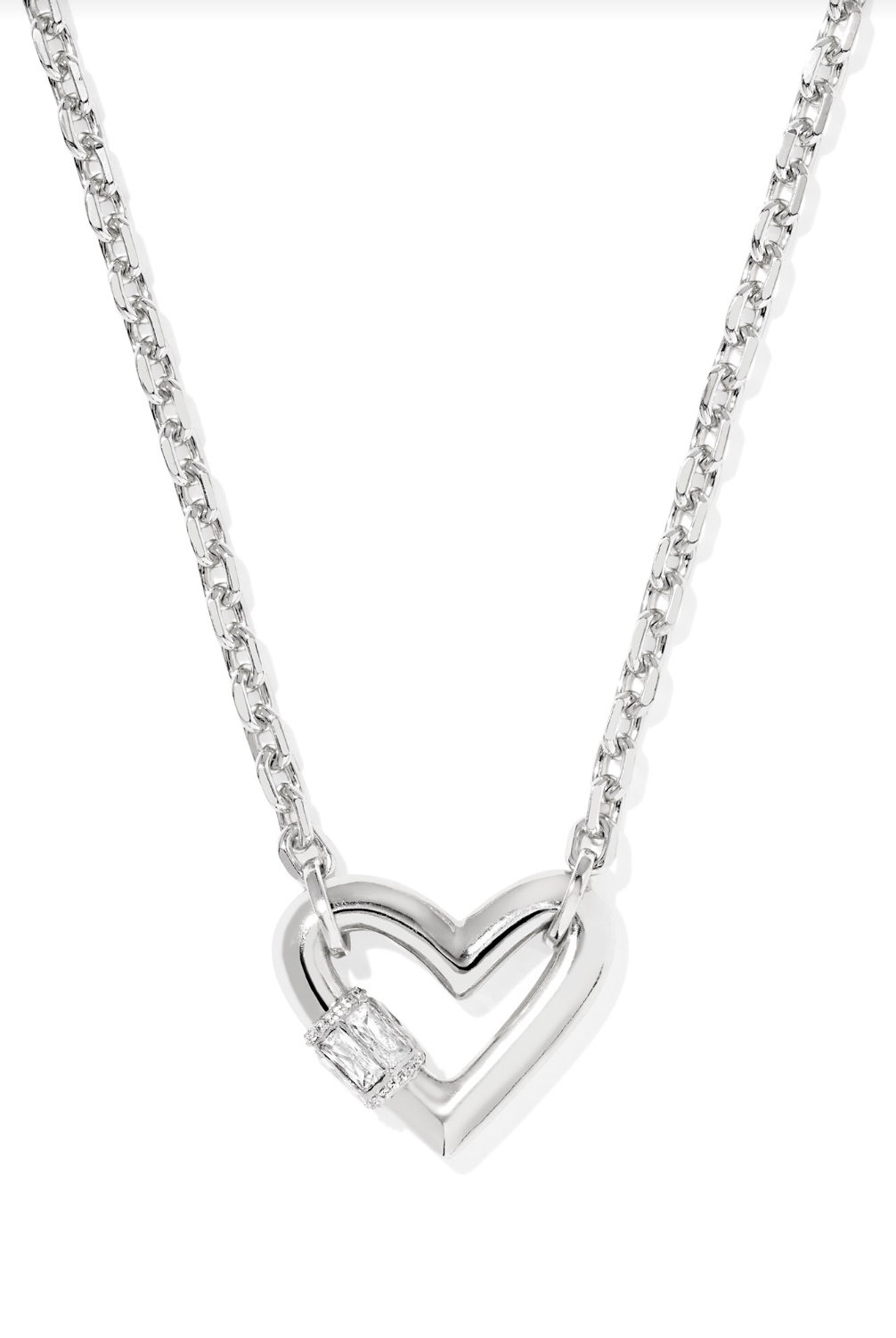 KENDRA SCOTT: Emery Heart Necklace-Silver White CZ-7- Jewelry-Kendra Scott-Usher & Co - Women's Boutique Located in Atoka, OK and Durant, OK