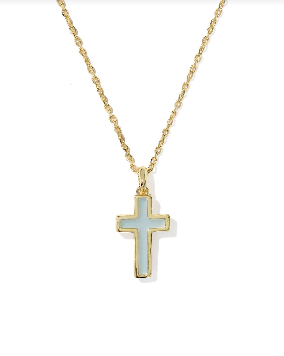 Kendra Scott: Cross Necklace-Gold Matte Light Blue Dichroic Glass-7- Jewelry-KENDRA SCOTT-Usher & Co - Women's Boutique Located in Atoka, OK and Durant, OK