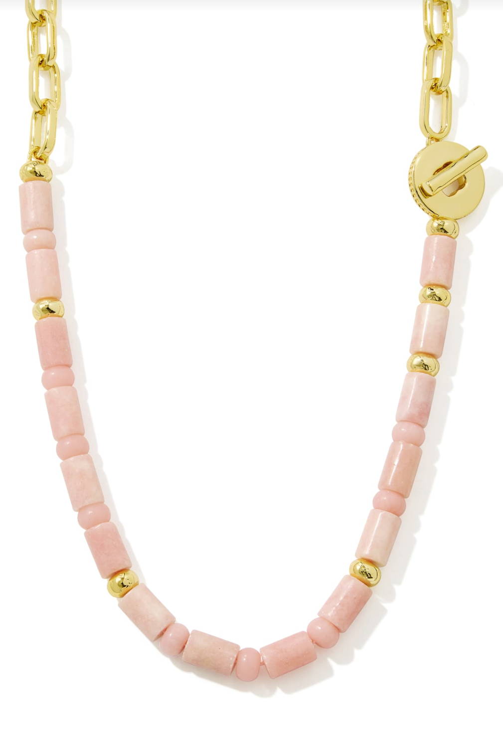 Kendra Scott Lindsey Beaded Half Chain Necklace-Gold Light Pink Quartzite-7- Jewelry-Kendra Scott-Usher & Co - Women's Boutique Located in Atoka, OK and Durant, OK