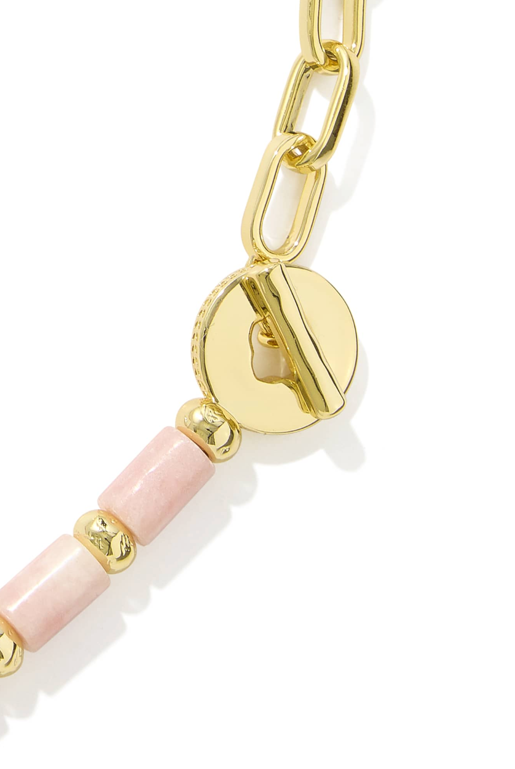 Kendra Scott Lindsey Beaded Half Chain Necklace-Gold Light Pink Quartzite-7- Jewelry-Kendra Scott-Usher & Co - Women's Boutique Located in Atoka, OK and Durant, OK