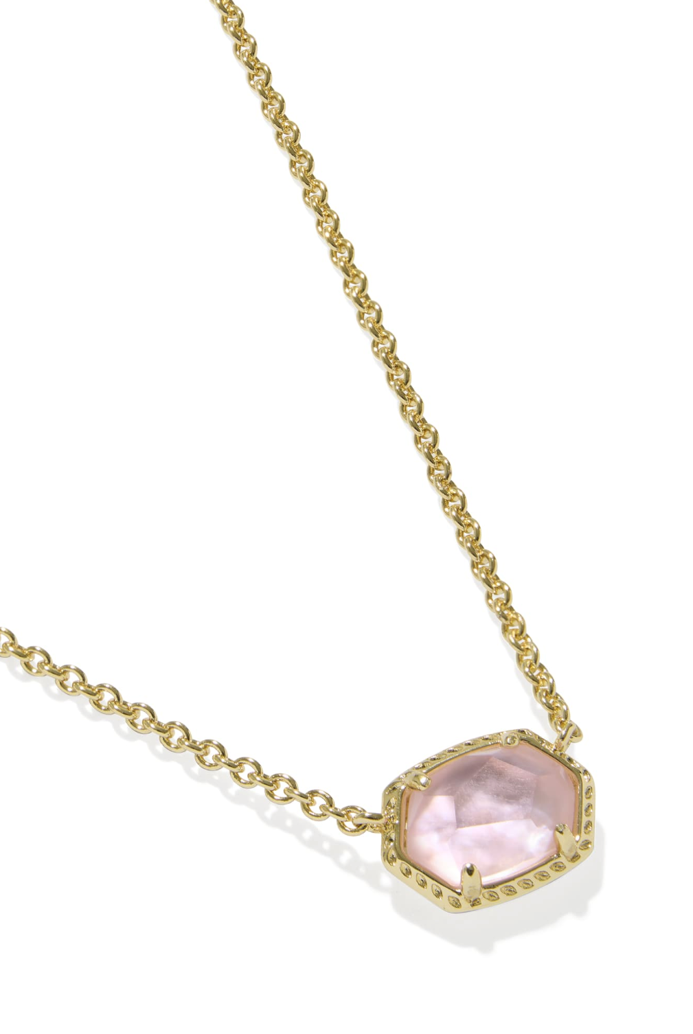 Kendra Scott Daphne Frame Short Pendant Necklace-Gold Light Pink Mother of Pearl-7- Jewelry-Kendra Scott-Usher & Co - Women's Boutique Located in Atoka, OK and Durant, OK