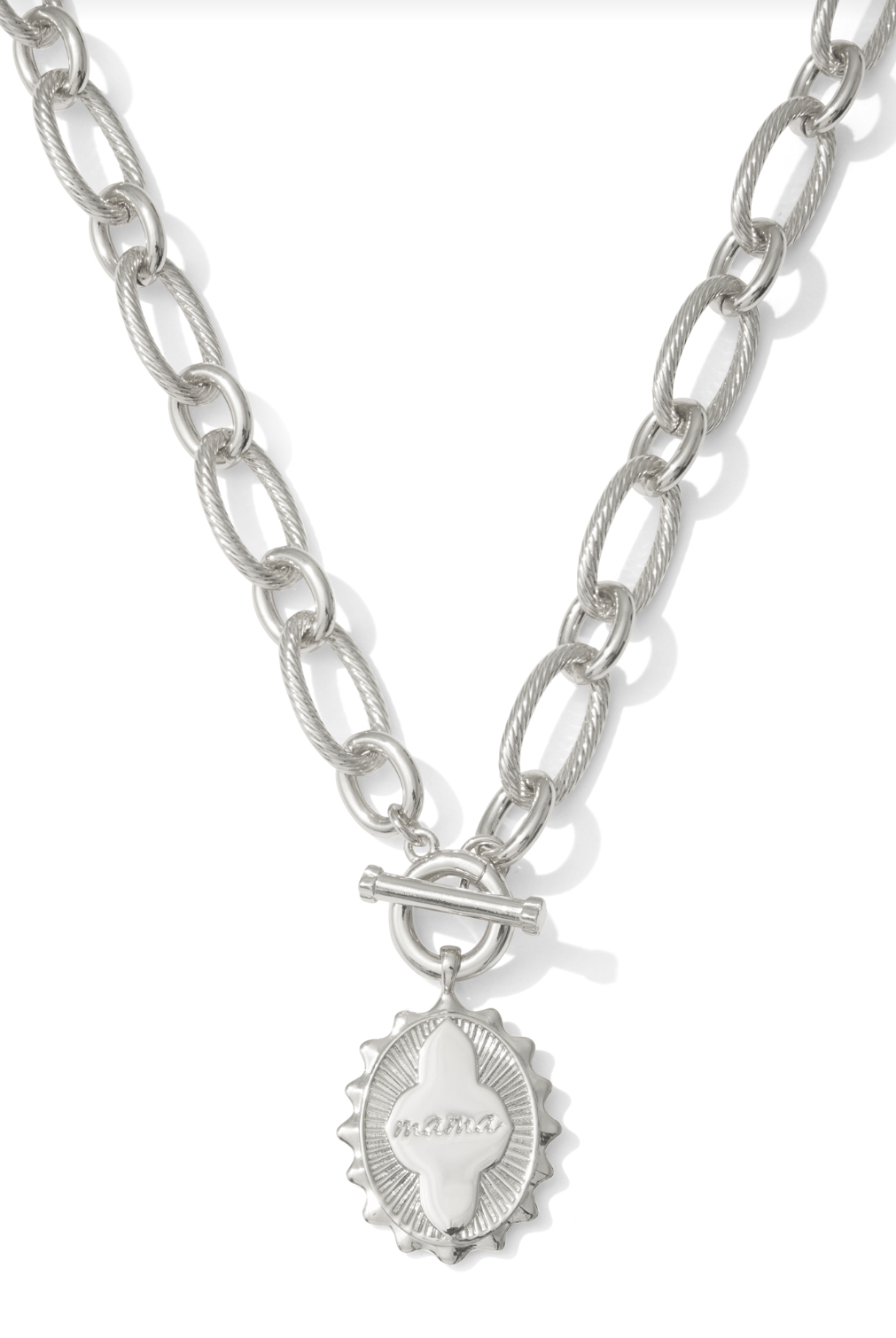 Kendra Scott: Mama Link And Chain Necklace-Silver-7- Jewelry-Kendra Scott-Usher & Co - Women's Boutique Located in Atoka, OK and Durant, OK