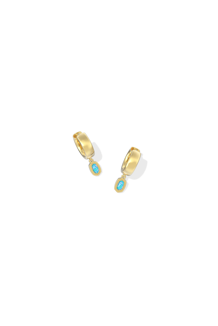 Kendra Scott: Mini Ellie Wide Huggie - Gold Bright White Opal-7- Jewelry-Kendra Scott-Usher & Co - Women's Boutique Located in Atoka, OK and Durant, OK