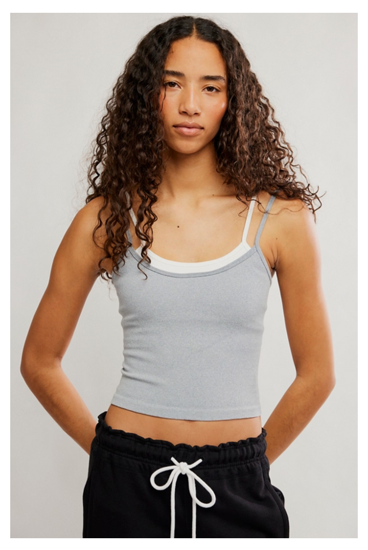 Free People Movement: All Clear Coastline Cami - Heather Grey Combo-1- Tops-Free People Movement-Usher & Co - Women's Boutique Located in Atoka, OK and Durant, OK