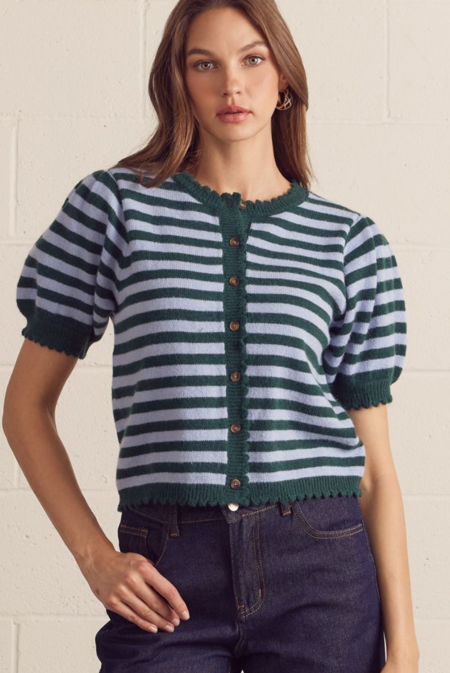 Persona Stripe Cardigan-1- Tops-ENTRO-Usher & Co - Women's Boutique Located in Atoka, OK and Durant, OK