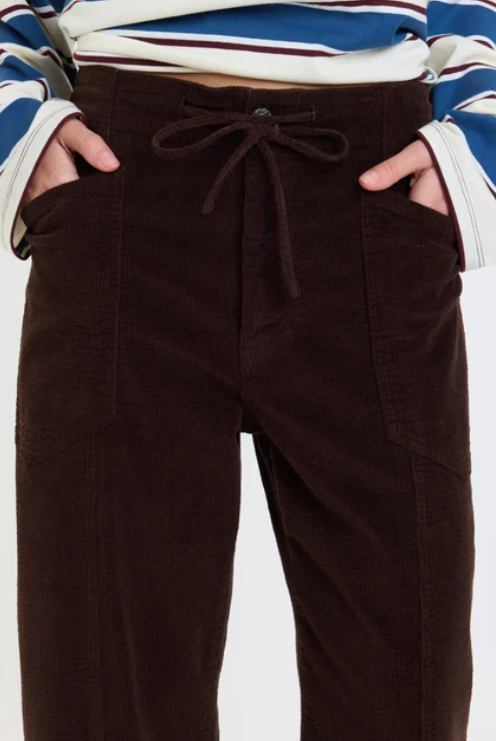 DAZE: Villa Barrel Leg Pants-Chocolate-4- Bottoms-DAZE-Usher & Co - Women's Boutique Located in Atoka, OK and Durant, OK
