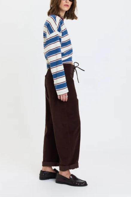 DAZE: Villa Barrel Leg Pants-Chocolate-4- Bottoms-DAZE-Usher & Co - Women's Boutique Located in Atoka, OK and Durant, OK