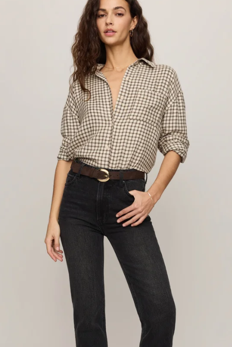 Z Supply: River Plaid Button Up-Dark Chocolate-1- Tops-Z SUPPLY-Usher & Co - Women's Boutique Located in Atoka, OK and Durant, OK