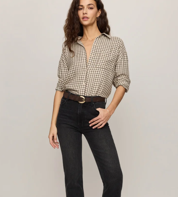 Z Supply: River Plaid Button Up-Dark Chocolate-1- Tops-Z SUPPLY-Usher & Co - Women's Boutique Located in Atoka, OK and Durant, OK