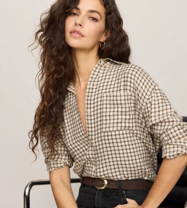 Z Supply: River Plaid Button Up-Dark Chocolate-1- Tops-Z SUPPLY-Usher & Co - Women's Boutique Located in Atoka, OK and Durant, OK