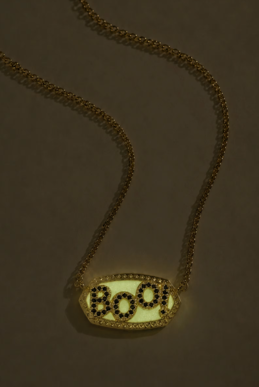Kendra Scott: Elisa Boo Pendant Necklace-Gold White Glow in the Dark-7- Jewelry-Kendra Scott-Usher & Co - Women's Boutique Located in Atoka, OK and Durant, OK