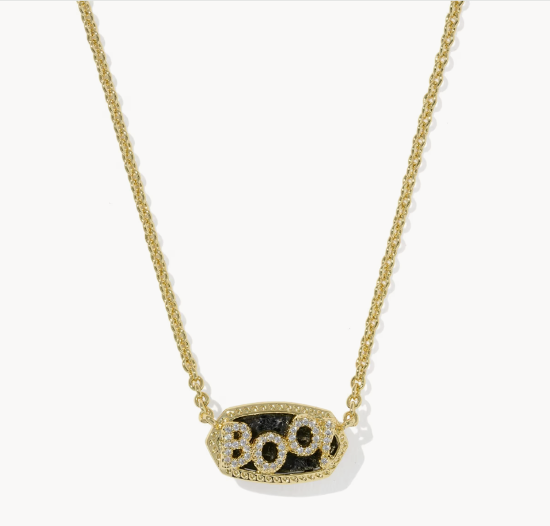 Kendra Scott: Elisa Boo Pendant Necklace-Gold & Black Granite-7- Jewelry-Kendra Scott-Usher & Co - Women's Boutique Located in Atoka, OK and Durant, OK
