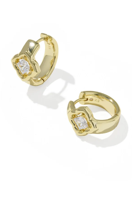 Kendra Scott: Mallory Crystal Huggie Earrings-Gold White CZ-7- Jewelry-Kendra Scott-Usher & Co - Women's Boutique Located in Atoka, OK and Durant, OK