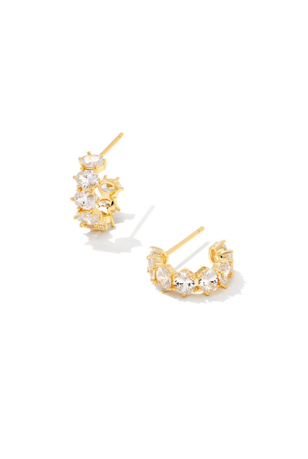 Kendra Scott: Cailin Huggie-Gold White Cz-7- Jewelry-Kendra Scott-Usher & Co - Women's Boutique Located in Atoka, OK and Durant, OK
