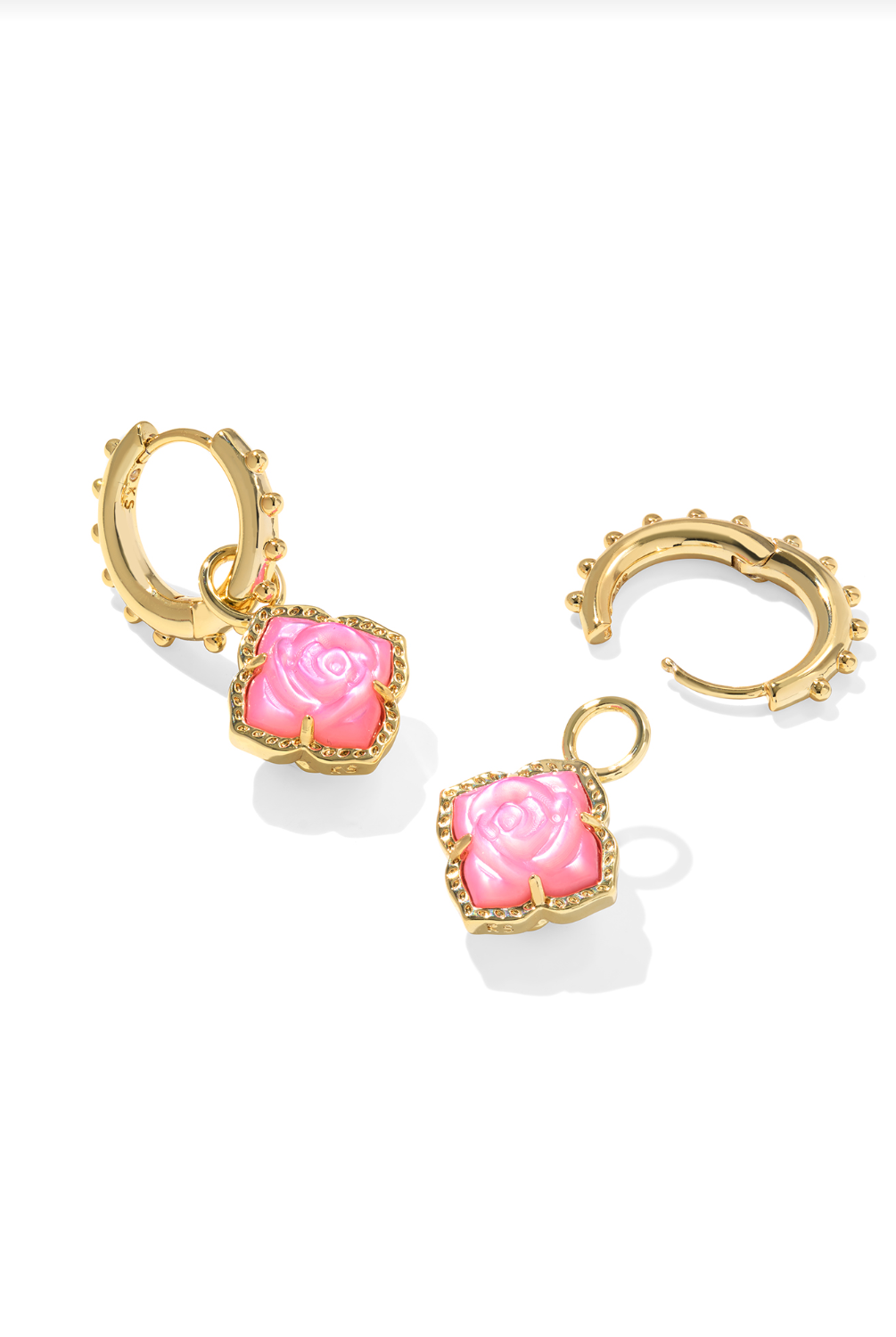 KENDRA SCOTT: Mallory Rose Huggie Earrings-Gold Blush Ivory Mother Of Pearl-7- Jewelry-Kendra Scott-Usher & Co - Women's Boutique Located in Atoka, OK and Durant, OK