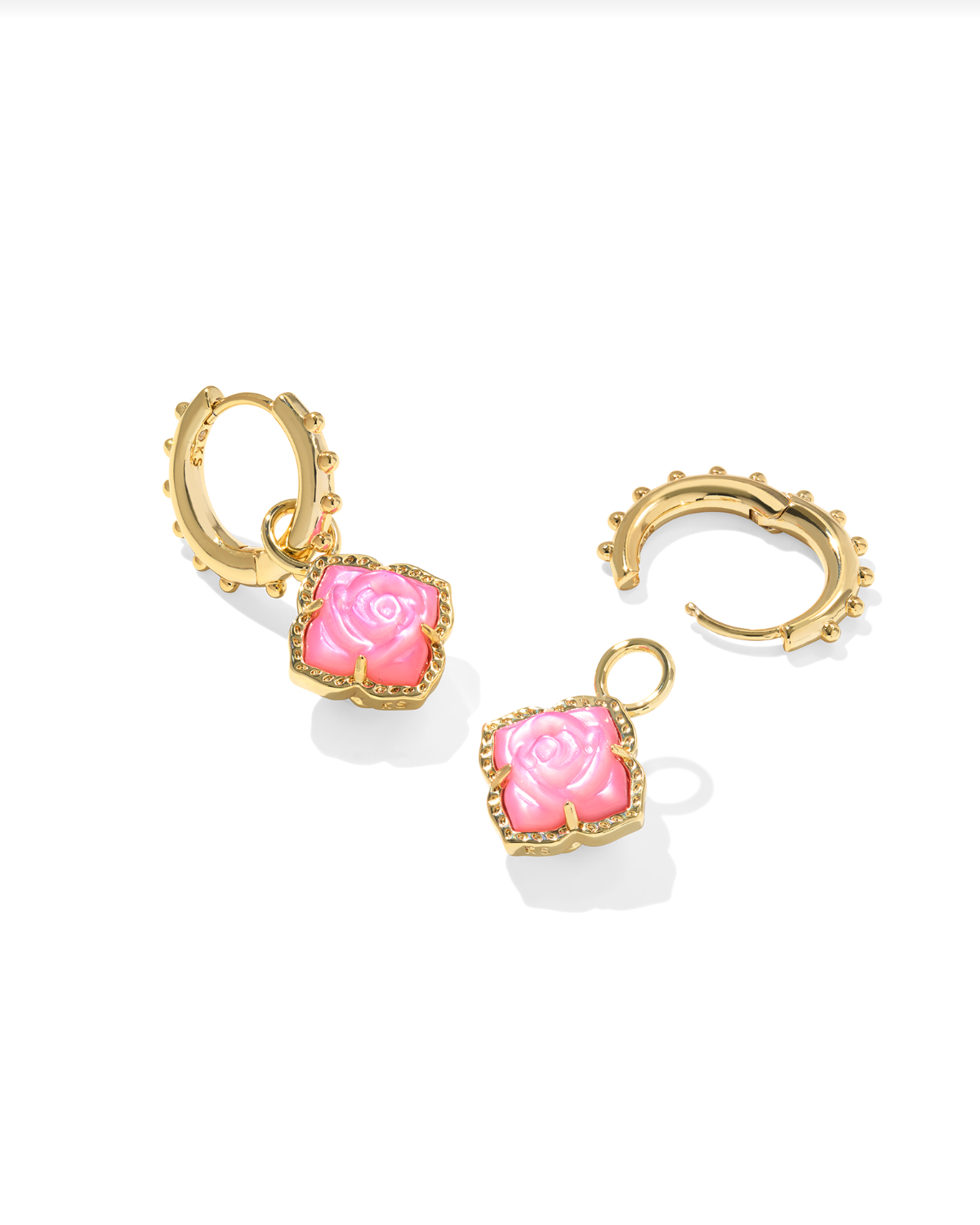 KENDRA SCOTT: Mallory Rose Huggie Earrings-Gold Blush Ivory Mother Of Pearl-7- Jewelry-Kendra Scott-Usher & Co - Women's Boutique Located in Atoka, OK and Durant, OK