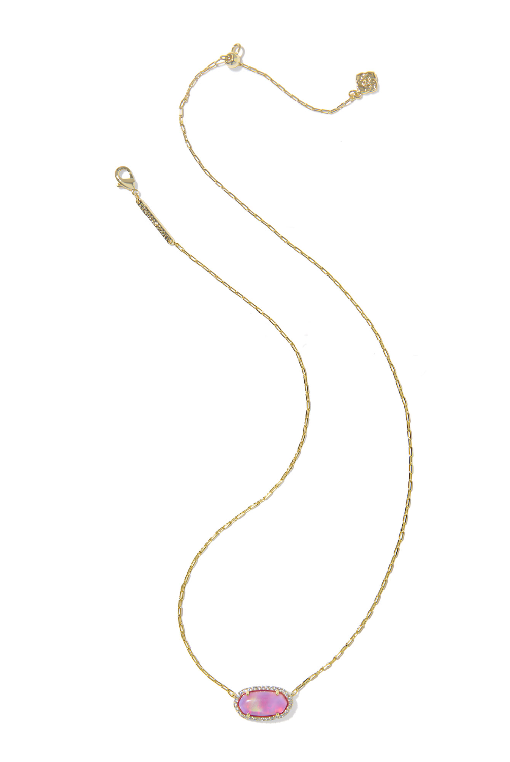 Kendra Scott: Elisa Pave Frame Necklace-Gold Pink Opalescent Resin-7- Jewelry-KENDRA SCOTT-Usher & Co - Women's Boutique Located in Atoka, OK and Durant, OK