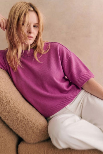 Chill Crewneck Sweater-Magenta-1- Tops-Glam-Usher & Co - Women's Boutique Located in Atoka, OK and Durant, OK