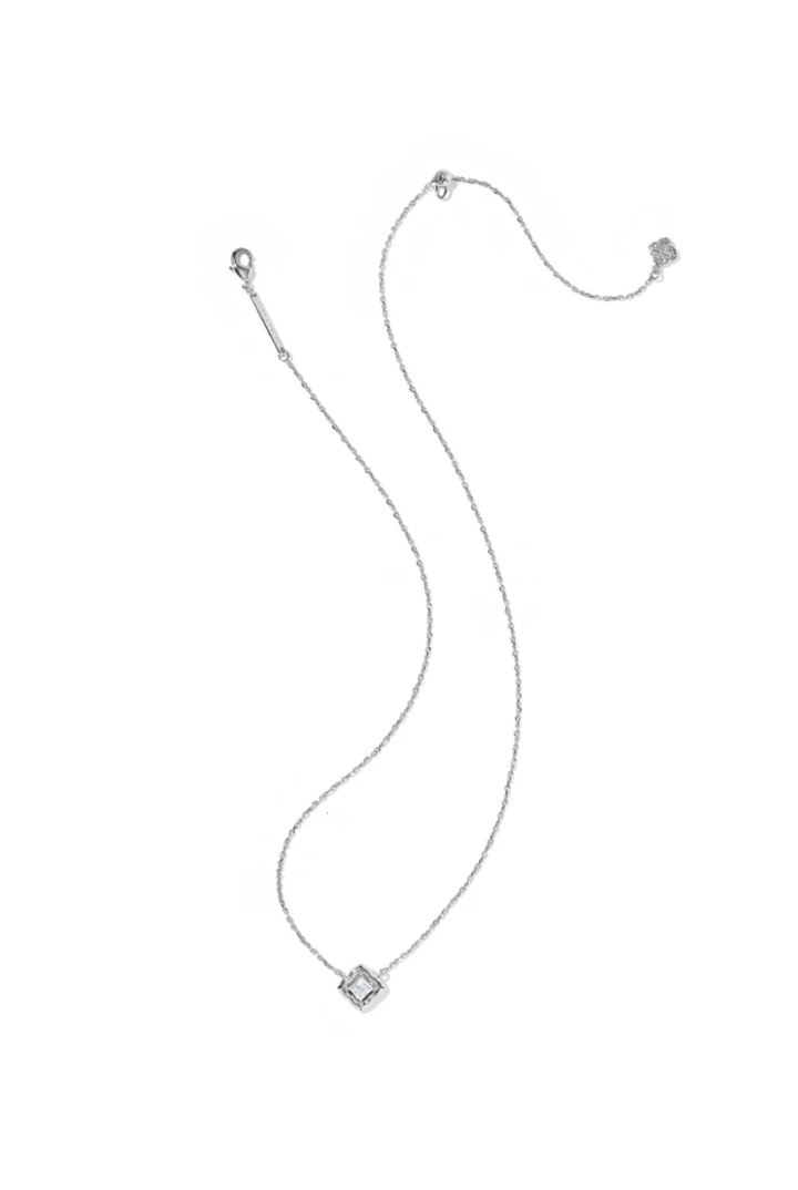 Kendra Scott: Mallory Crystal Pendant Necklace-Silver & White CZ-7- Jewelry-Kendra Scott-Usher & Co - Women's Boutique Located in Atoka, OK and Durant, OK