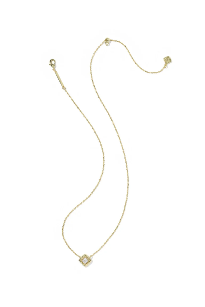 Kendra Scott: Mallory Crystal Pendant Necklace-Gold & White CZ-7- Jewelry-Kendra Scott-Usher & Co - Women's Boutique Located in Atoka, OK and Durant, OK