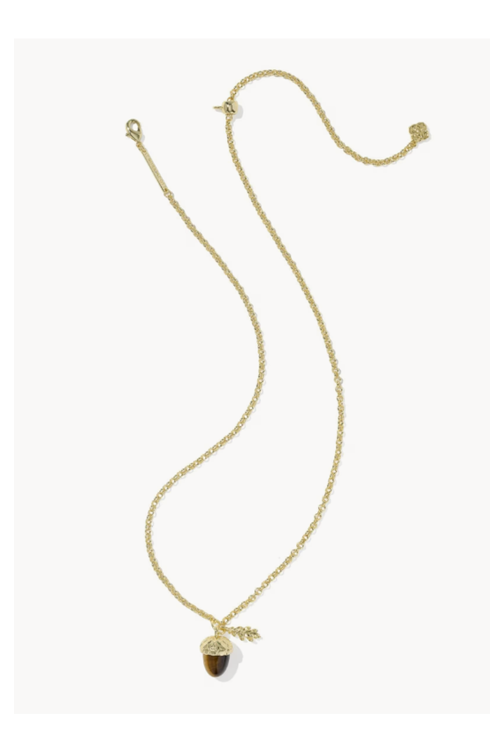 Kendra Scott: Acorn Short Pendant Necklace-Gold Brown Tigers Eye-7- Jewelry-Kendra Scott-Usher & Co - Women's Boutique Located in Atoka, OK and Durant, OK