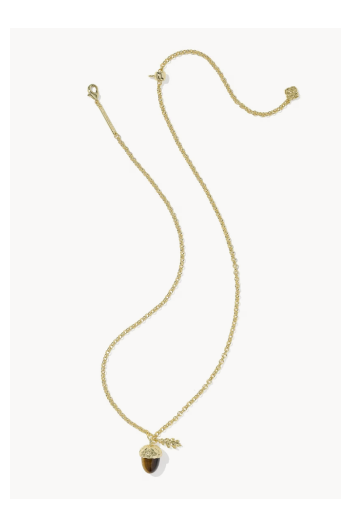 Kendra Scott: Acorn Short Pendant Necklace-Gold Brown Tigers Eye-7- Jewelry-Kendra Scott-Usher & Co - Women's Boutique Located in Atoka, OK and Durant, OK
